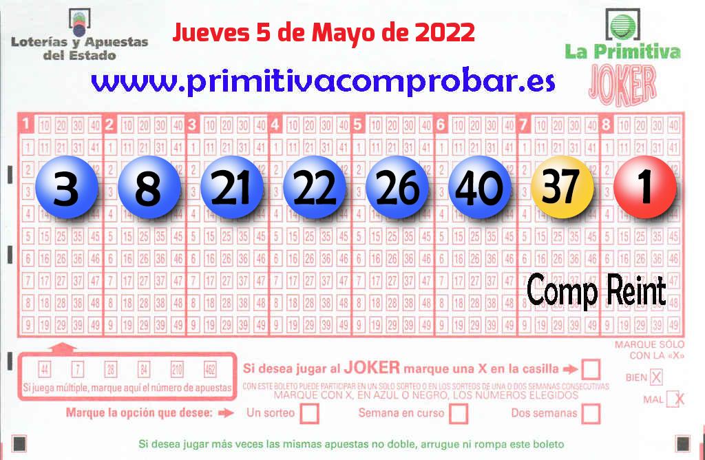 COMPROBAR PRIMITIVA del Jueves 5 de Mayo de 2022