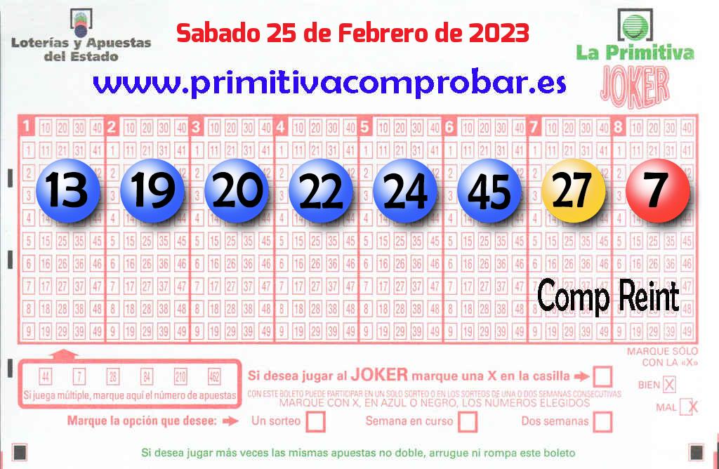 COMPROBAR PRIMITIVA del Sábado 25 de Febrero de 2023