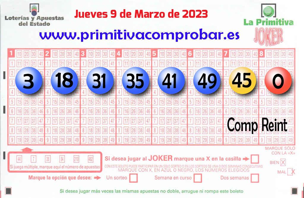 COMPROBAR PRIMITIVA Del Jueves 9 De Marzo De 2023