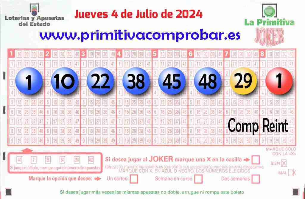 Primitiva del Jueves 4 de Julio de 2024