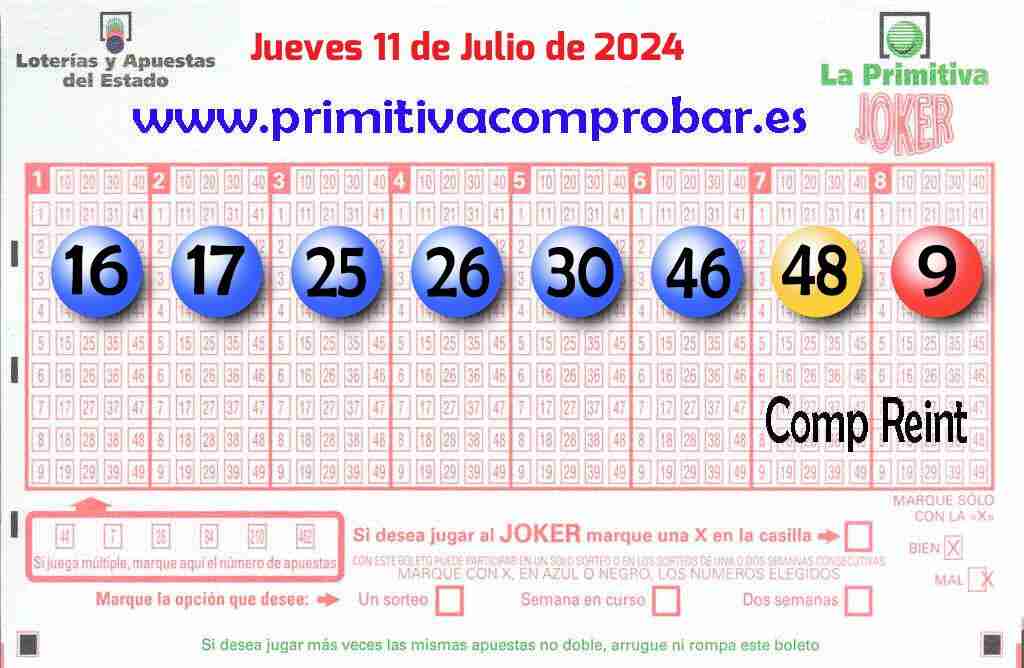 Primitiva del Jueves 11 de Julio de 2024