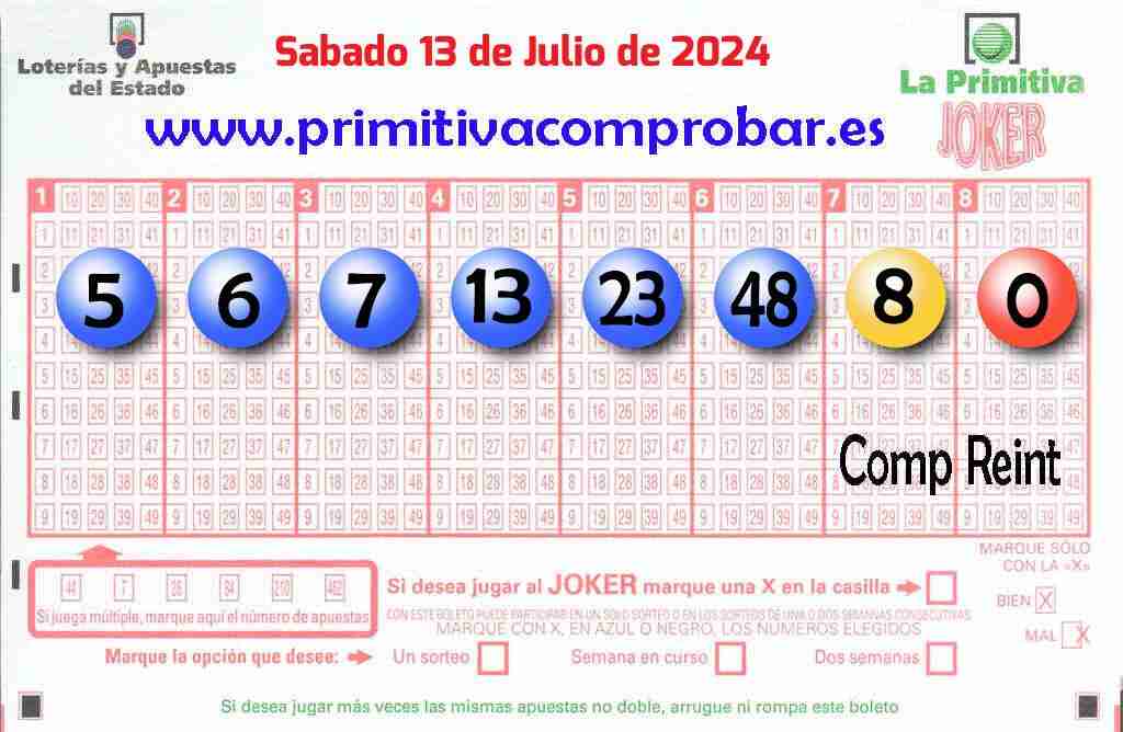 Primitiva del Sábado 13 de Julio de 2024