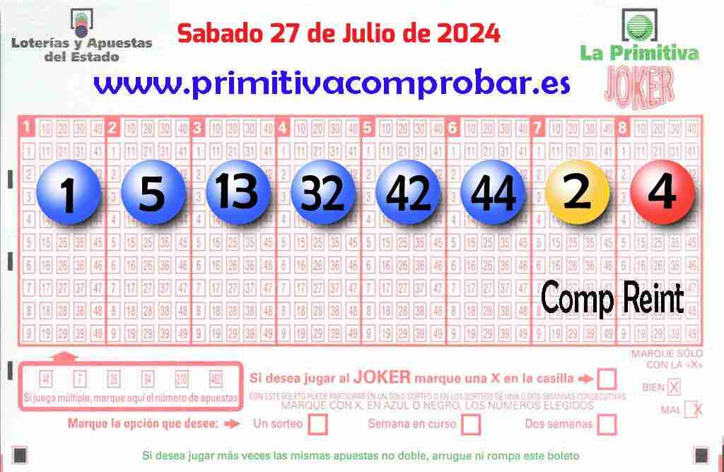 Primitiva del Sábado 27 de Julio de 2024