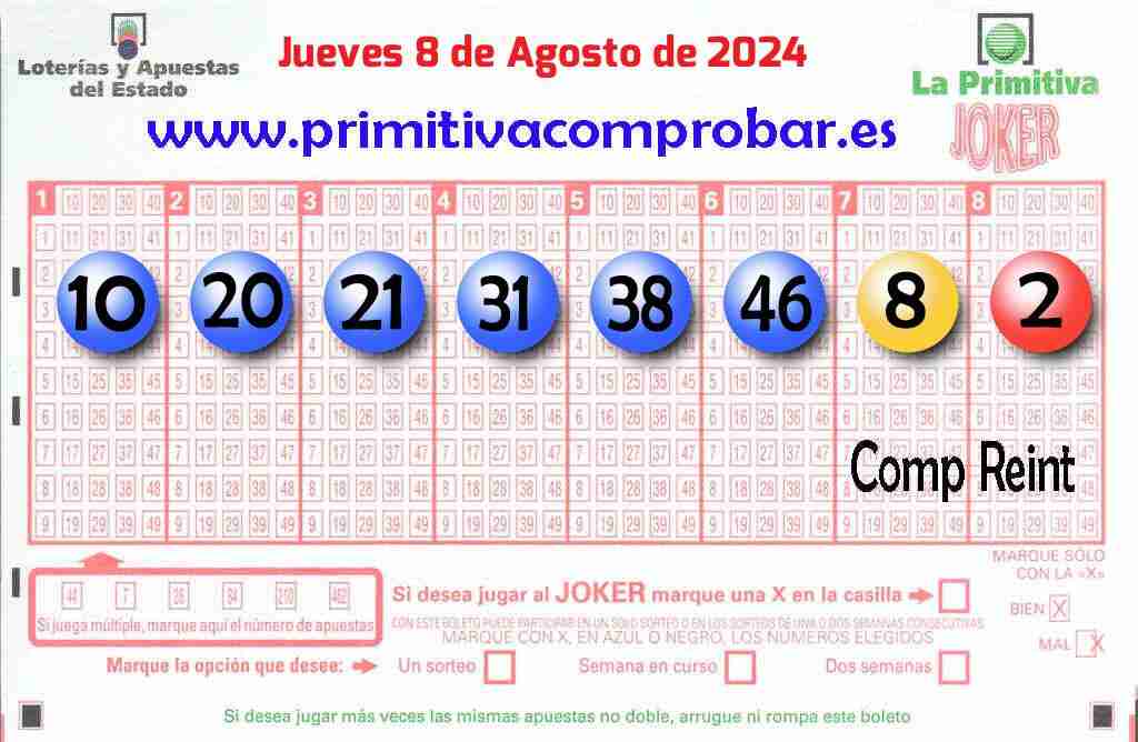 Primitiva del Jueves 8 de Agosto de 2024