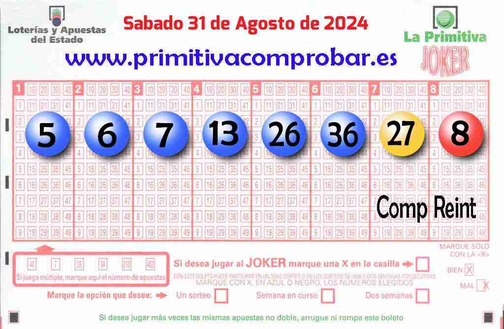 Primitiva del Sábado 31 de Agosto de 2024