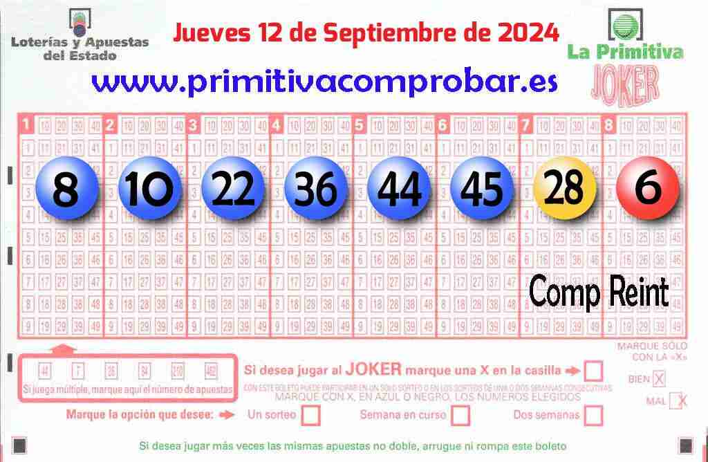 Primitiva del Jueves 12 de Septiembre de 2024