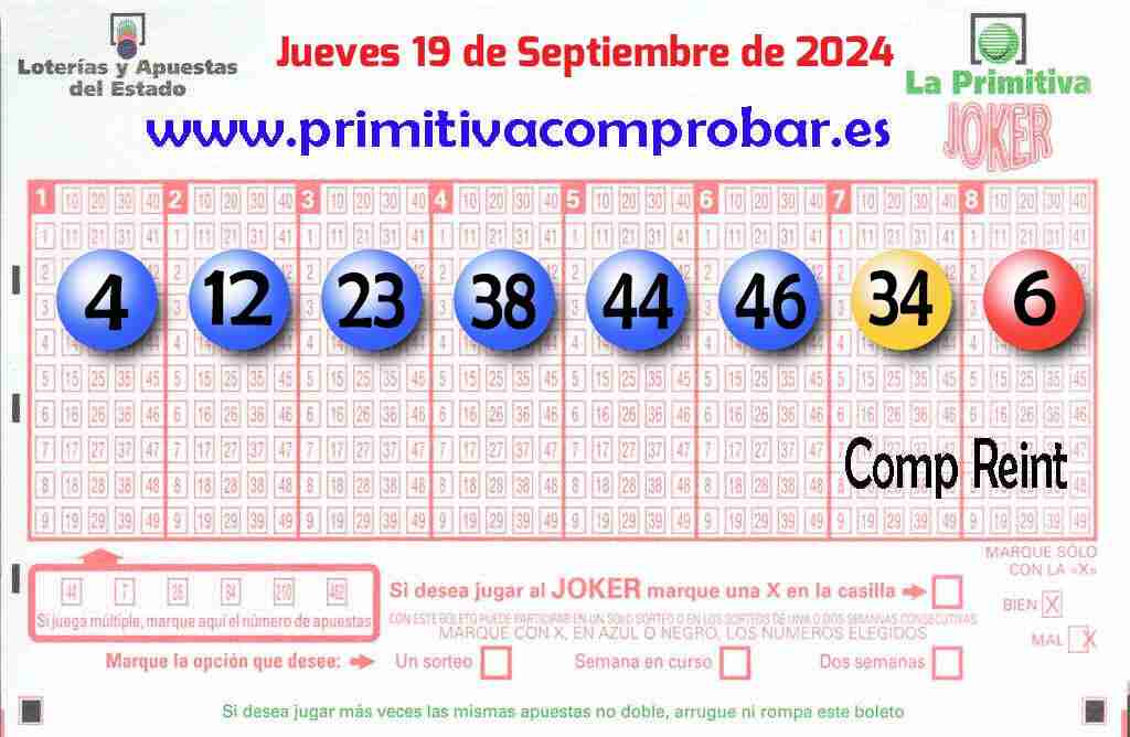 Primitiva del Jueves 19 de Septiembre de 2024