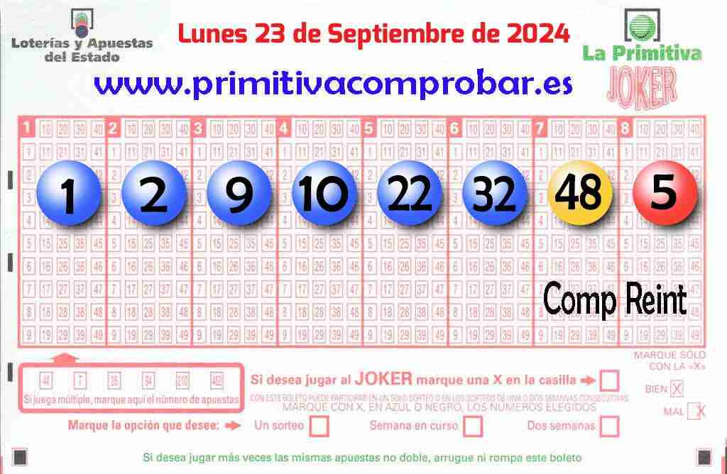 Primitiva del Lunes 23 de Septiembre de 2024