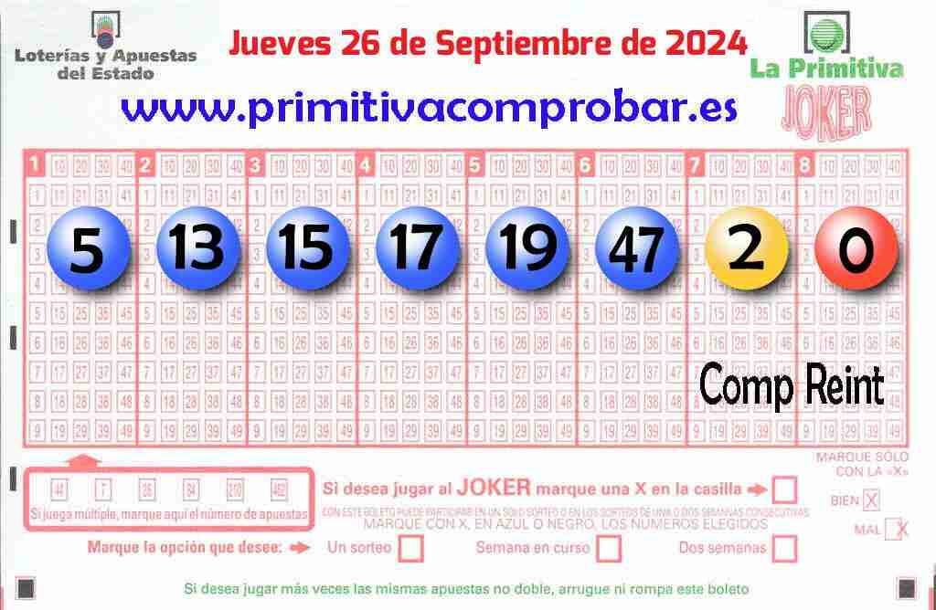 Primitiva del Jueves 26 de Septiembre de 2024