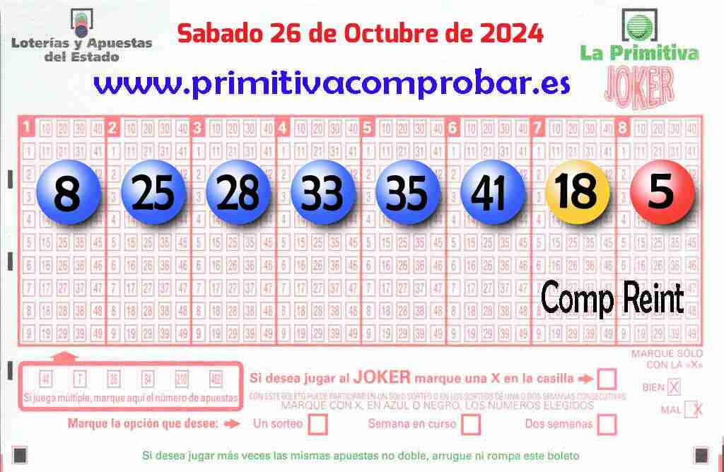 Primitiva del Sábado 26 de Octubre de 2024