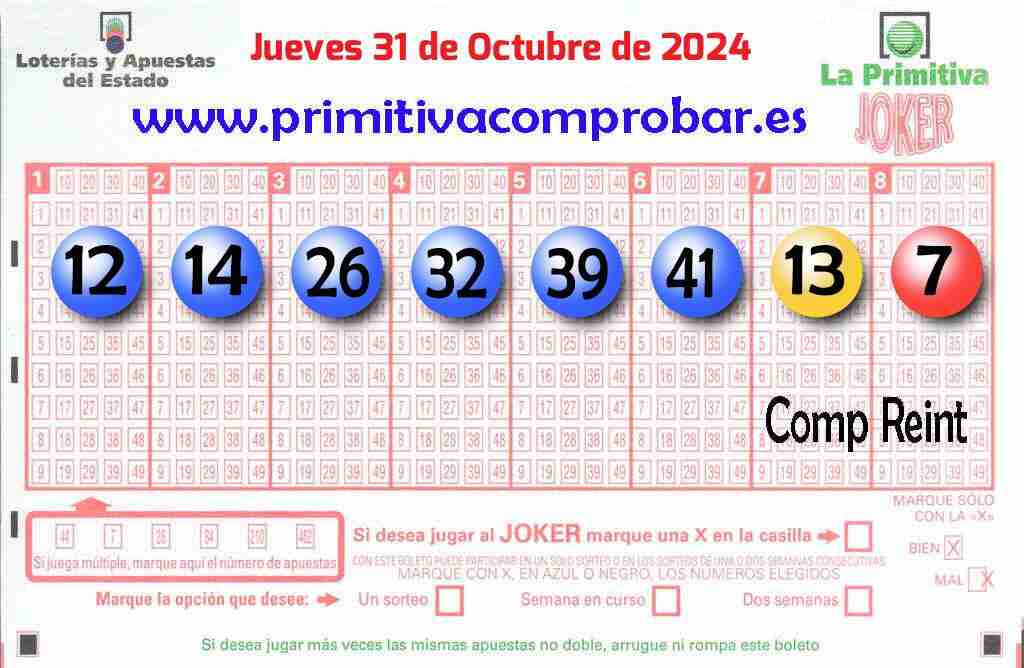 Primitiva del Jueves 31 de Octubre de 2024