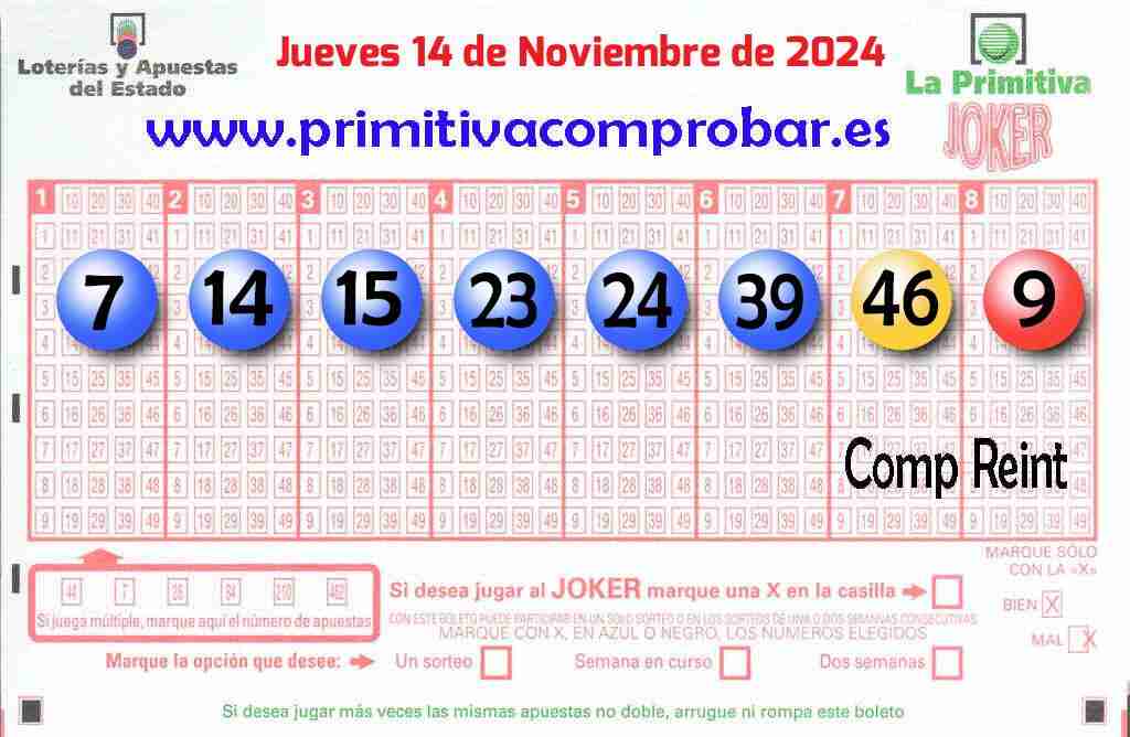 Primitiva del Jueves 14 de Noviembre de 2024