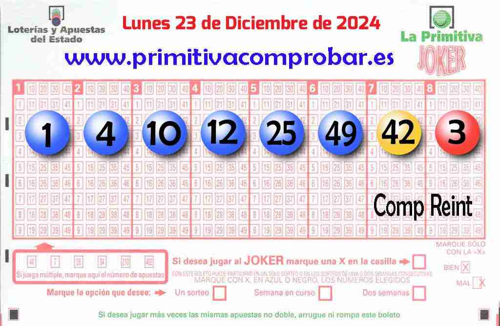 Primitiva del Lunes 23 de Diciembre de 2024