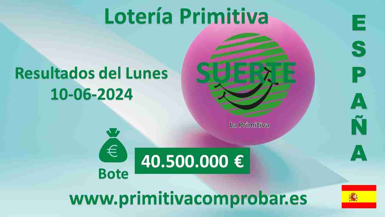 Resultados de la lotería primitiva del Lunes 10 de Junio de 2024
