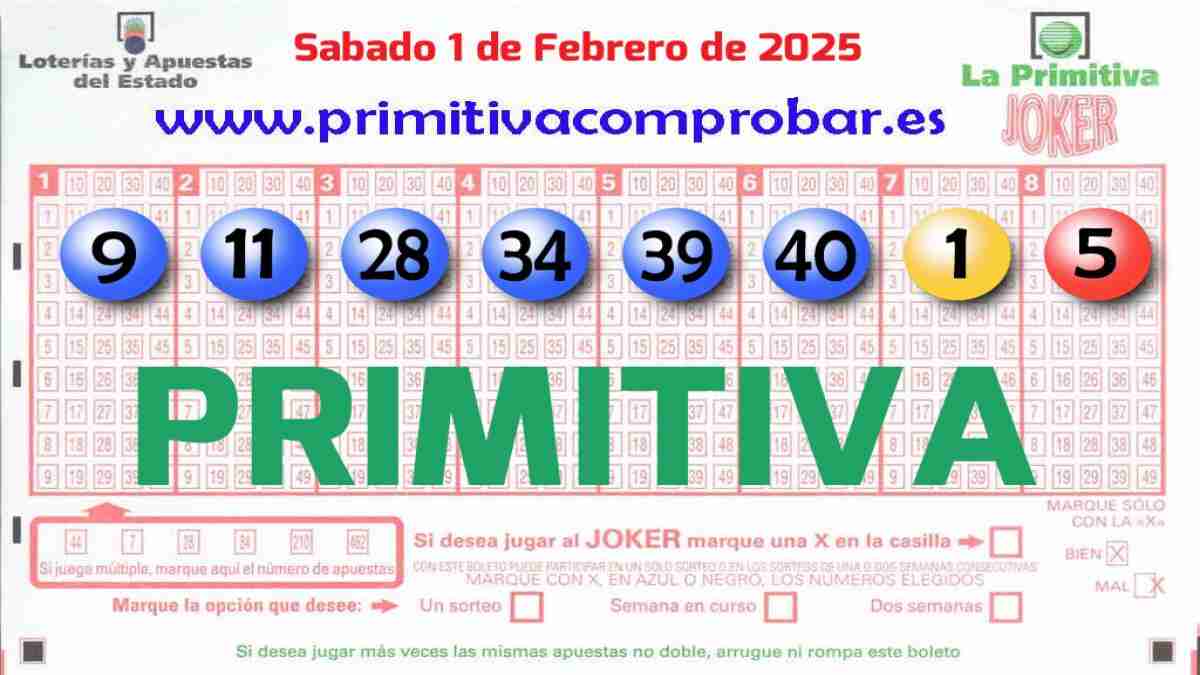 Primitiva del Sábado 1 de Febrero de 2025