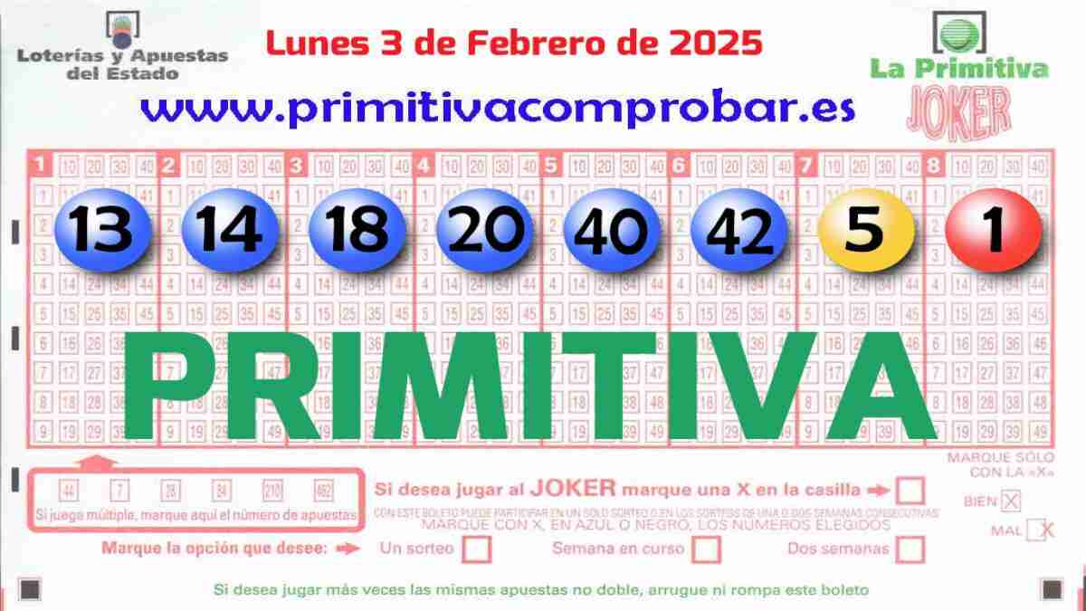 Primitiva del Lunes 3 de Febrero de 2025