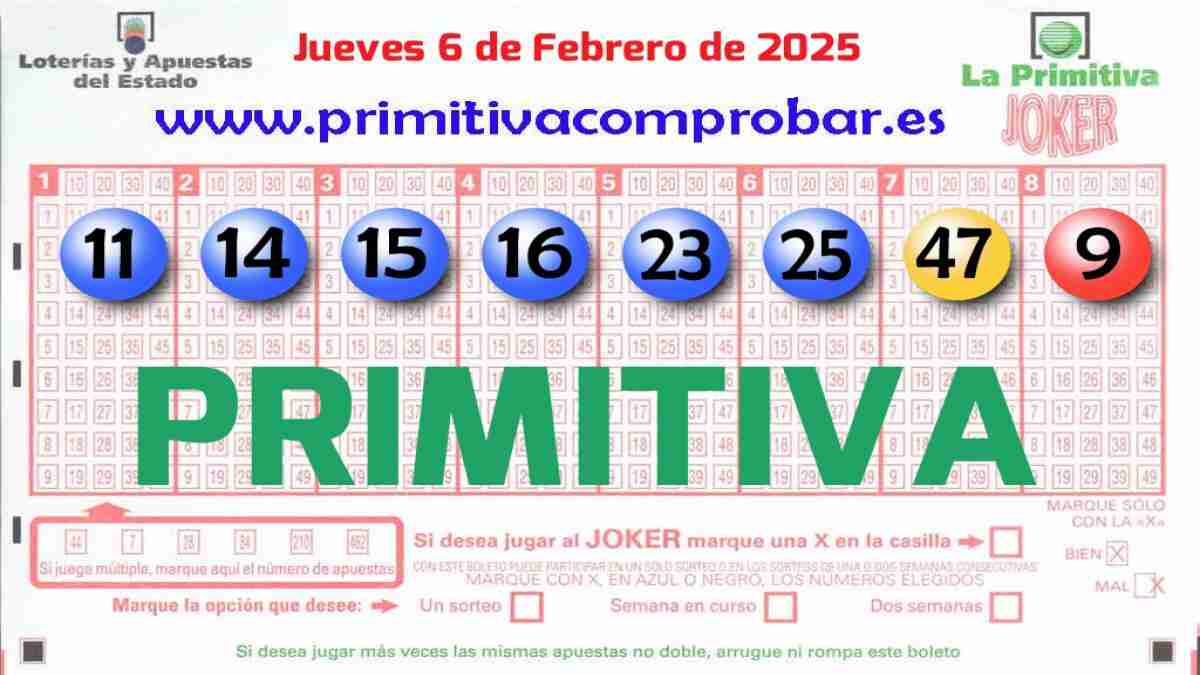 Primitiva del Jueves 6 de Febrero de 2025