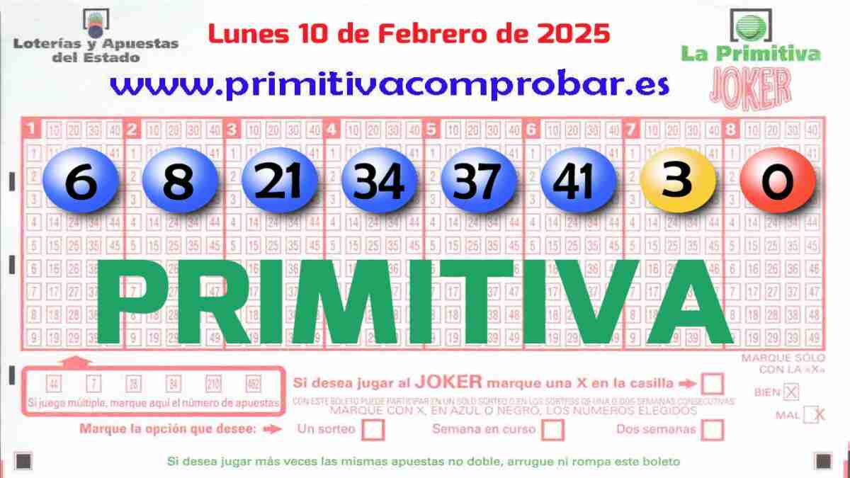 Primitiva del Lunes 10 de Febrero de 2025