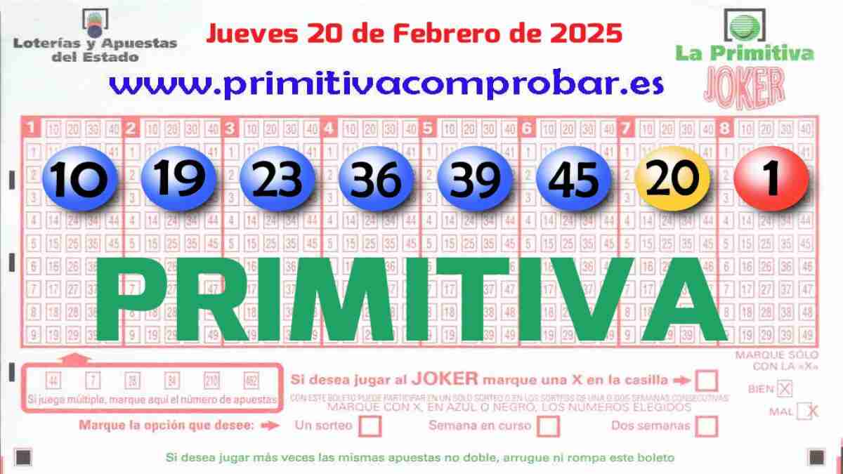 Primitiva del Jueves 20 de Febrero de 2025