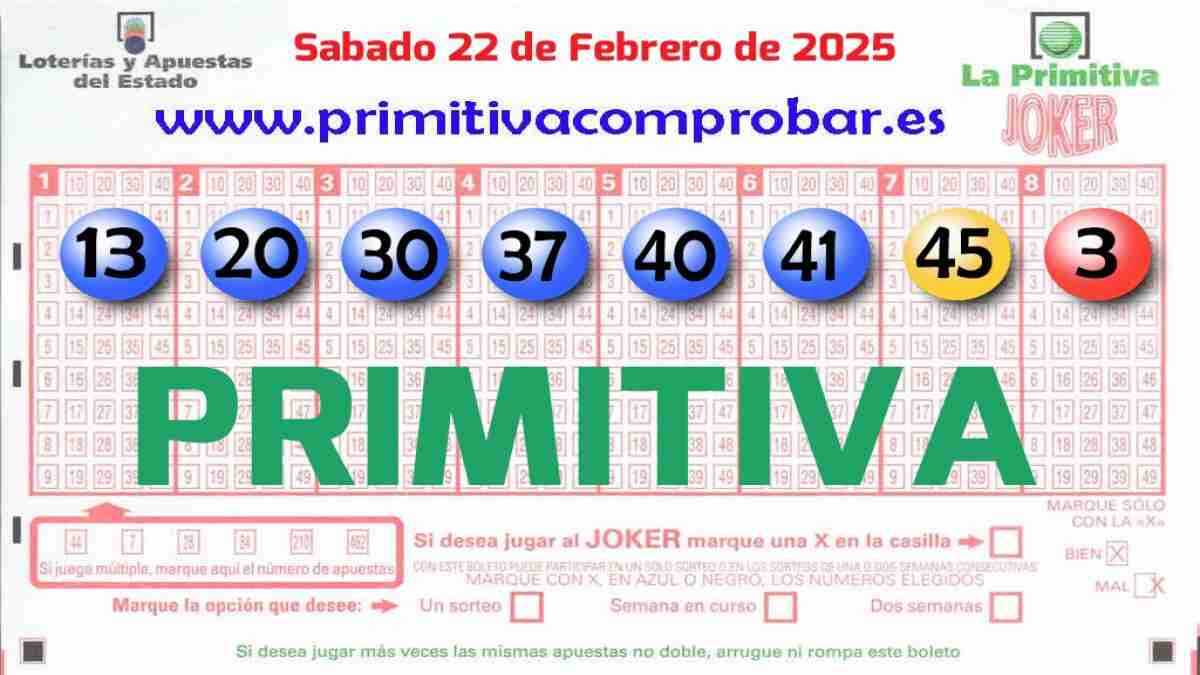 Primitiva del Sábado 22 de Febrero de 2025