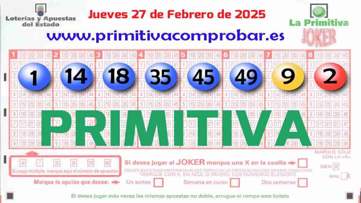 Primitiva del Jueves 27 de Febrero de 2025