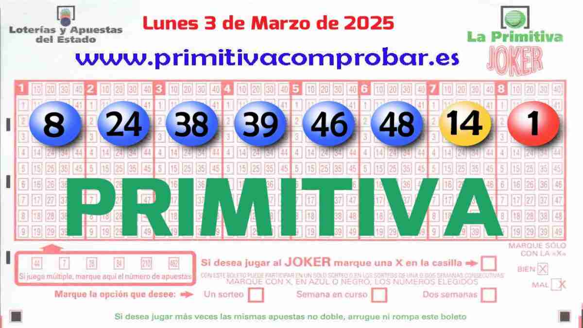 Primitiva del Lunes 3 de Marzo de 2025