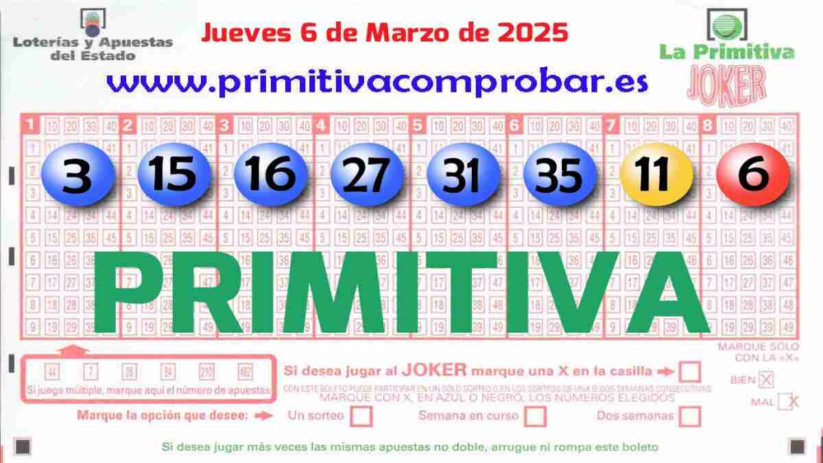 Primitiva del Jueves 6 de Marzo de 2025