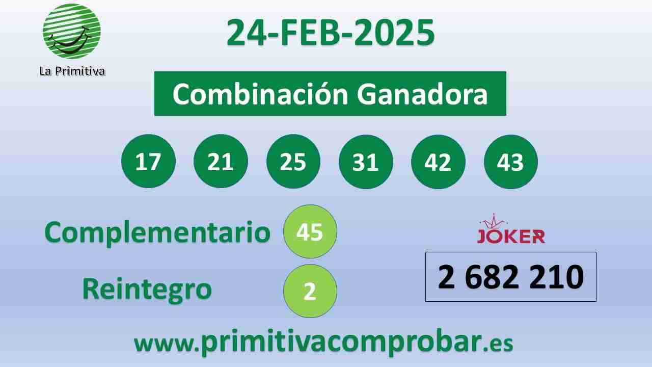 Primitiva del Lunes 24 de Febrero de 2025